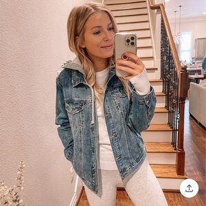 Denim jacket with detachable hood